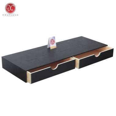 Rak Laci Dinding Nakas 80x30cm 2 Kotak Penyimpanan Minimalis Gantung Hitam - 60x20cm