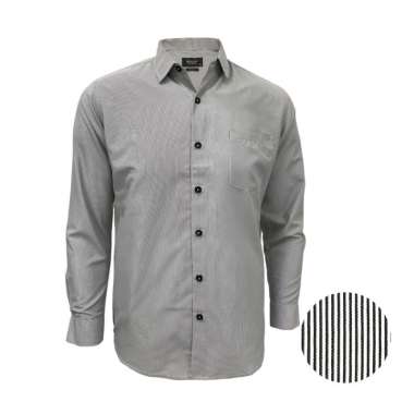 Redcliff Kemeja Pria Motif Salur Panjang Hitam 6AK3017G 6A4 XXL