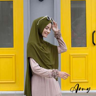Jilbab Kerudung Jumbo Hijab Instan Syari Khimar Milea Jersey Pet antem ARMY