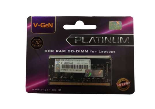 RAM DDR4 SODimm V-GeN 8GB PC25600/3200Mhz (Memory Laptop VGEN) HITAM