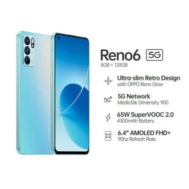 Oppo Reno 6 5G Ram 8 Rom 128GB Hitam