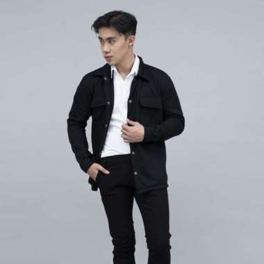 Houseofcuff Jaket Kemeja Casual Soft Fleece Hitam XXL