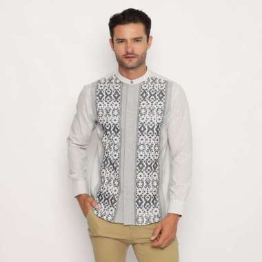 Platini Kemeja Koko Pria Lengan Panjang Katun Abu 961182 XL