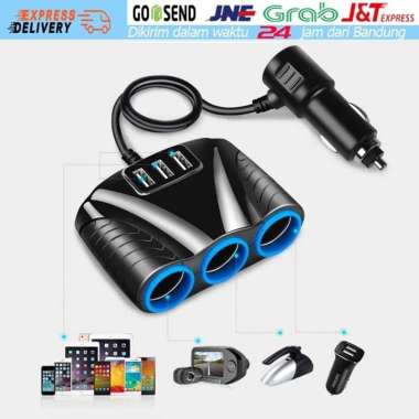 Charger Mobil 3 Soket Lighter Lighter Socket 3 Usb 12V-24V