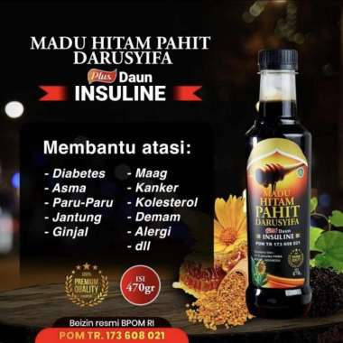 Madu Hitam Pahit Insuline Plus Propolis Darusyifa | Madu Pahit 470gr