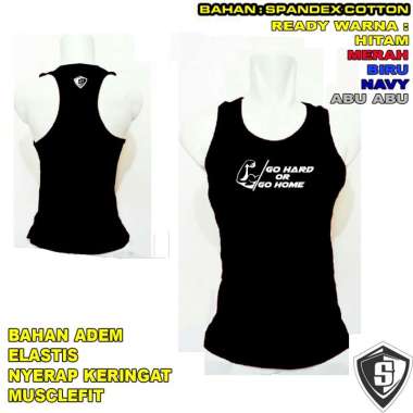 SInglet Fitnes Gym Go Hard Or Go home Bodyfit L