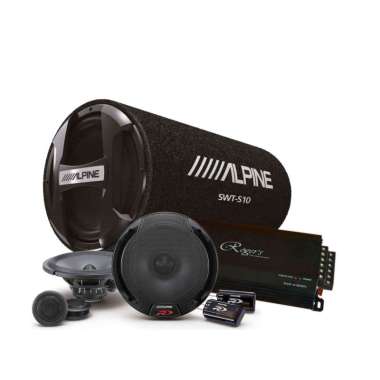 Paket Audio Mobil Alpine Fullset untuk upgrade audio mobil harian berkualitas Hitam