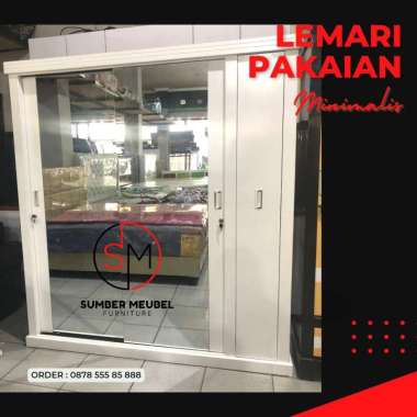 LEMARI PAKAIAN SLIDING JUMBO + RAK HIJAB TP