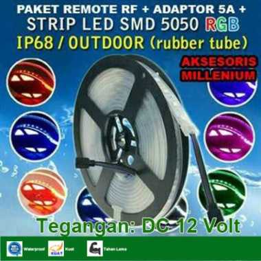 Lampu Led Strip 5050 -Rgb Ip67/68-5 Meter+ Adaptor 5A+Remote Rf(Paket)