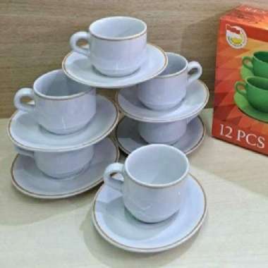 Cangkir Set List Mas/Cangkir Kopi (6 cangkir + 6 pisin Putih