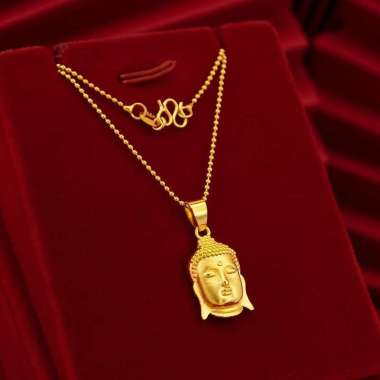 kalung emas 375 liontin emas asli kalung rantai Budha kalung fashion kalung liontin perhiasan emas