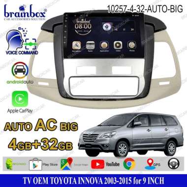 Brainbox TV Mobil OEM Toyota Innova 2003-2015 Android Headunit Tape Mobil Head Unit Auto AC Big 4GB 