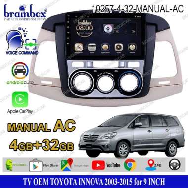 Brainbox TV Mobil OEM Toyota Innova 2003-2015 Android Headunit Tape Mobil Head Unit Manual AC 4GB + 