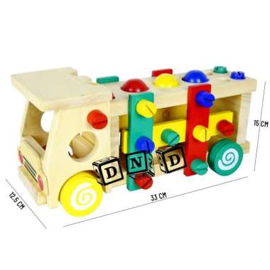 Mainan Edukasi Anak Mobil Truk Bongkar Pasang Kayu Natural Truck