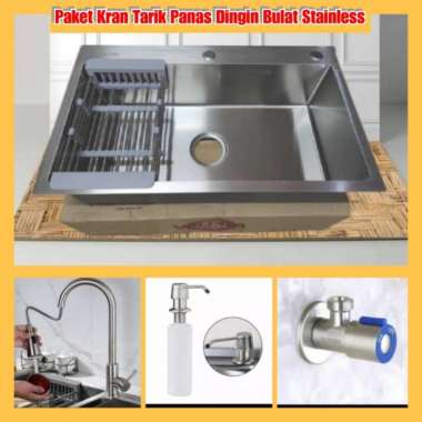 KITCHEN SINK 7545/BAK CUCI PIRING 1 LUBANG STAINLESS STELL 304 TARIK BULAT