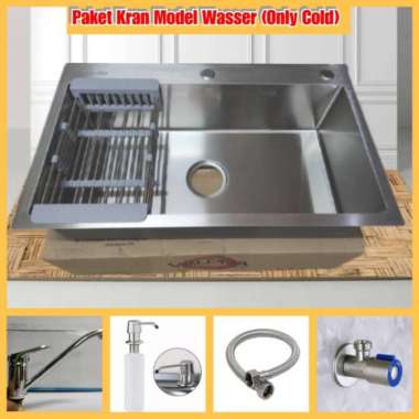 KITCHEN SINK 7545/BAK CUCI PIRING 1 LUBANG STAINLESS STELL 304 M WASSER (COLD)