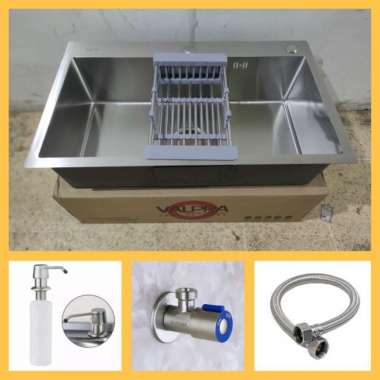 KITCHEN SINK 7545/BAK CUCI PIRING 1 LUBANG STAINLESS STELL 304 TANPA KRAN