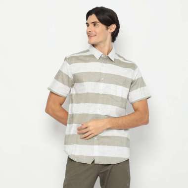 RBJ Kemeja Yarndyed Salur Hijau Regular Fit Pria Hijau M