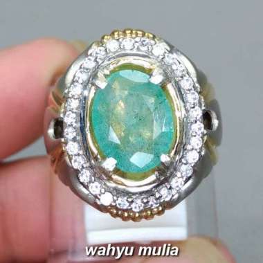 Permata Batu Cincin Jamrud Emerald Beryl asli (Kode 1620) Hijau