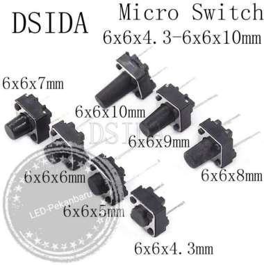 SWITCH TACTILE PUSH BUTTON 2PIN ON PERSEGI TOMBOL TV LED MESIN CUCI 6x6x10mm