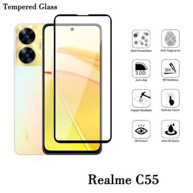 Promo Tempered Glass Layar Realme C55 2023 Terbaru Full Cover Anti Gores Kaca Realme C55