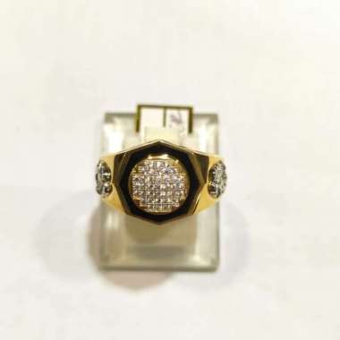 Cincin Pria Scorpion Diamond Look Segi Delapan Emas Kuning 700
