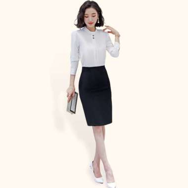 Blus lengan Panjang Wanita Gaya Korea Model Terbaru - Jfashion Minji LS XXXL Putih