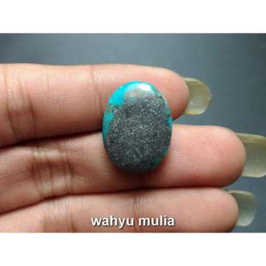 Batu Akik Pirus Persia Serat Hitam Asli (kode:721) Biru