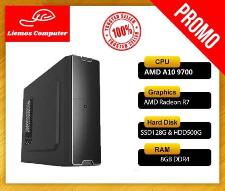 AMD PC Komputer Gaming Editing A10 9700 Office Sekolah Black