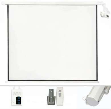 Screen Projector Motorized 70" - Layar Proyektor Remot 70" Elektrik Terlaris OEM PUTIH