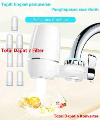 Pemurni AirFilter air kran Filter kran dapur dapat 7 filter elemen Saringan Air WHITE
