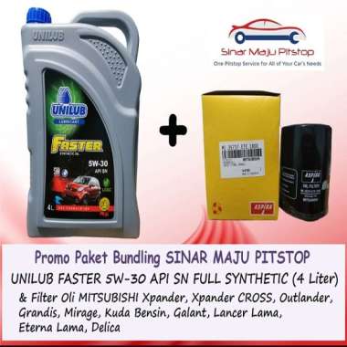 Paket Bundling Oli Mobil UNILUB FASTER 5W-30 SN Original 4 Liter & Filter Oli MITSUBISHI XPANDER & M