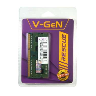 RAM DDR3 SODimm V-GeN RESCUE 4GB PC12800/1600Mhz Sodimm VGEN DDR 3 PC-12800 PC 12800 Hitam/Hijau