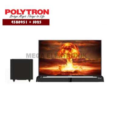 Polytron 43B8951 + S025 Soundbar Frameless LED TV - Hitam [32 inch] warna hitam polos