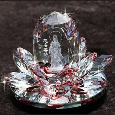 Pajangan Mobil 3D Crystal Dewi Kwam Im |P atung Kwan Yin Dashboard Merah