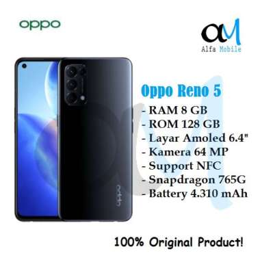 Oppo Reno 5 [8/128 GB] Garansi Resmi Oppo Starry Black