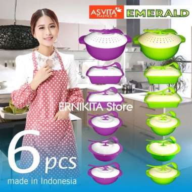 ASVITA EMERALD FAMILY SET - 6 Wadah Saji Makanan Ungu
