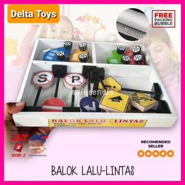 MAINAN EDUKASI ANAK KAYU - BLOCK WOODEN TRAFIC | RAMBU RAMBU LALU LINTAS | APE PAUD TK | KADO ULTAH 