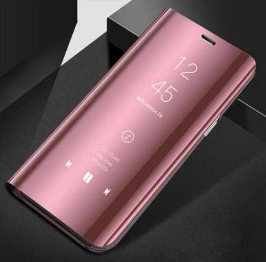 TRIPLEDI Case Vivo V15 / V15 Pro Stand Casing Flip Leather Mirror Cover Rose Gold Vivo V15 Pro