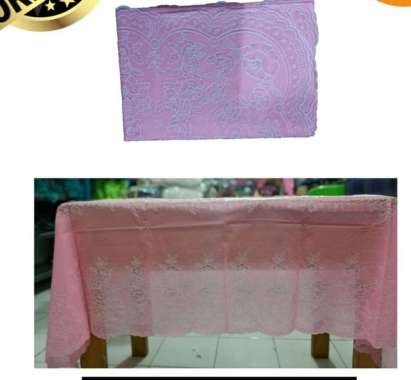 Taplak Meja Makan Plastik Persegi Ukuran 6 Kursi Motif Kembang pinnk