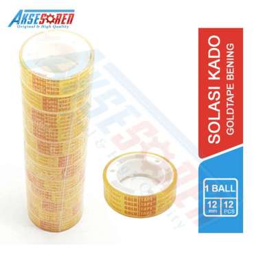 Solasi Kado Goldtape 12 mm [0.5 Inchi/12 pcs] / Isolasi Bening Kecil 1/2 Inch Super Kuat / Solatip /