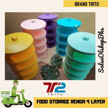 Food Storage Renda 4 Layer BRAND TRITU | Tudung Saji Renda 4 Susun mint