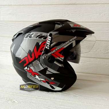 HELM MOTOR SNI BXP 2 KACA JP7 (DOUBLE VISOR) DUKE BLACK RED DOFF ORIGINAL