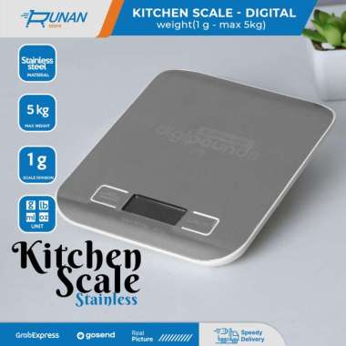 Timbangan Dapur Digital 5kg Digital Stainless Kitchen Scale TaffWare