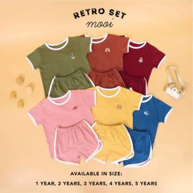 Mooi Setelan Anak Kaos Anak Tshirt Retro Set 4 tahun olive green