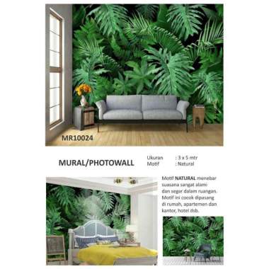 Wallpaper Dinding Mural 3D Photowall Motif Daun Tropical Natural
