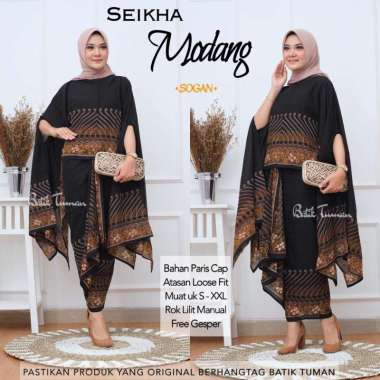 SEIKHA MODANG SOGAN Setelan Kebaya Rok Lilit Bahan Paris Kebaya Kondangan Kebaya Warna Hitam Setelan