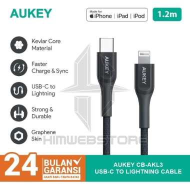 AUKEY CB-AKL3 Kabel PD USB Type-C To Lightning Charger Fast Charging Iphone