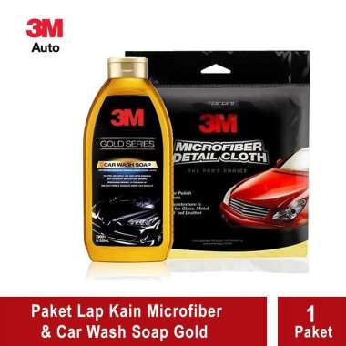 3M Paket Lap Kain Microfiber dan Sabun Cuci Mobil - 39016 & Car Wash