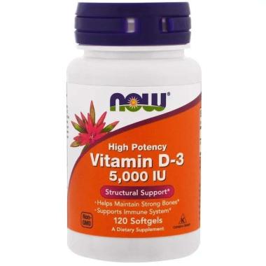 Vitamin D-3 5000 IU 120 Softgels - Now Foods
